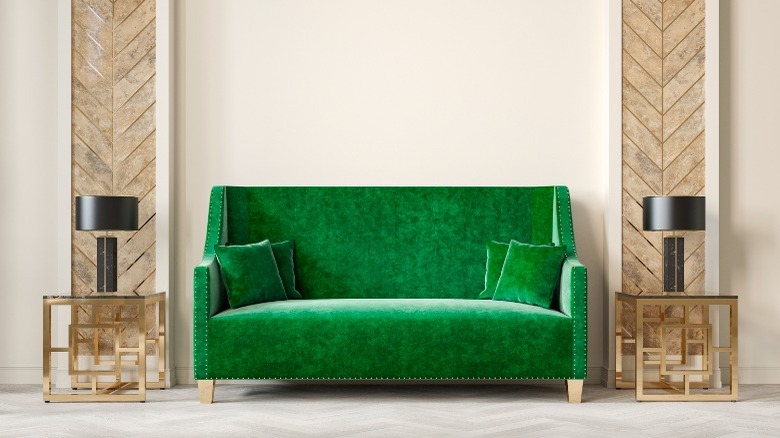 Green velvet settee sofa