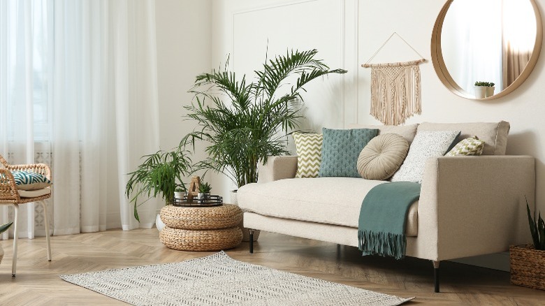 Small neutral bohemian sofa