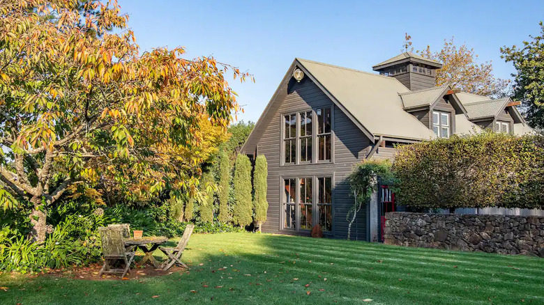 modern barn with large windows