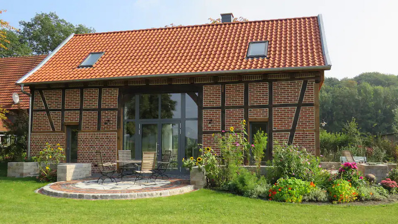 modern barn with stylish roof