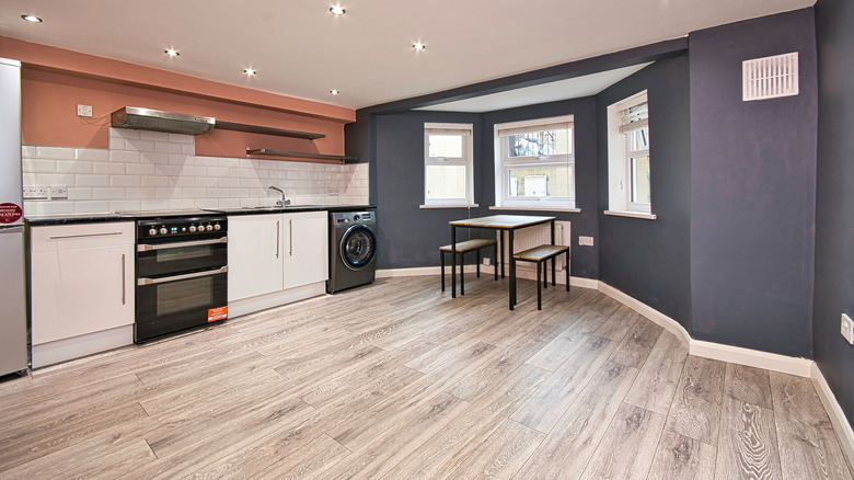 Basement dining and kitchen area