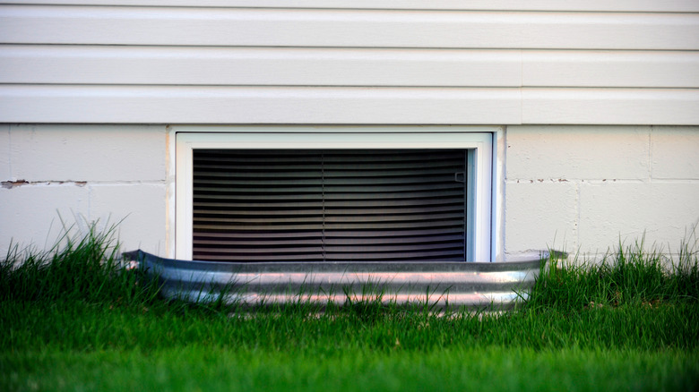 Outdoor view of basement window