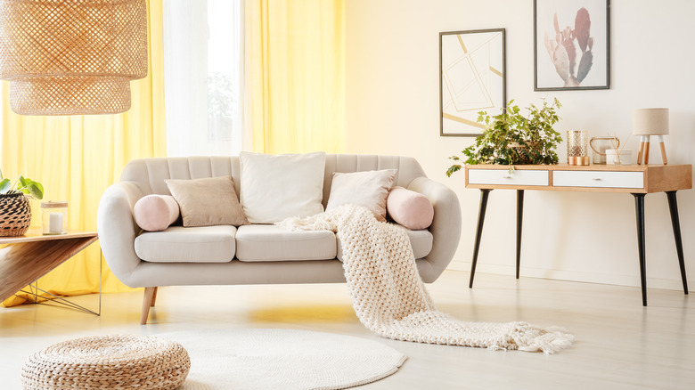 yellow curtains in living room