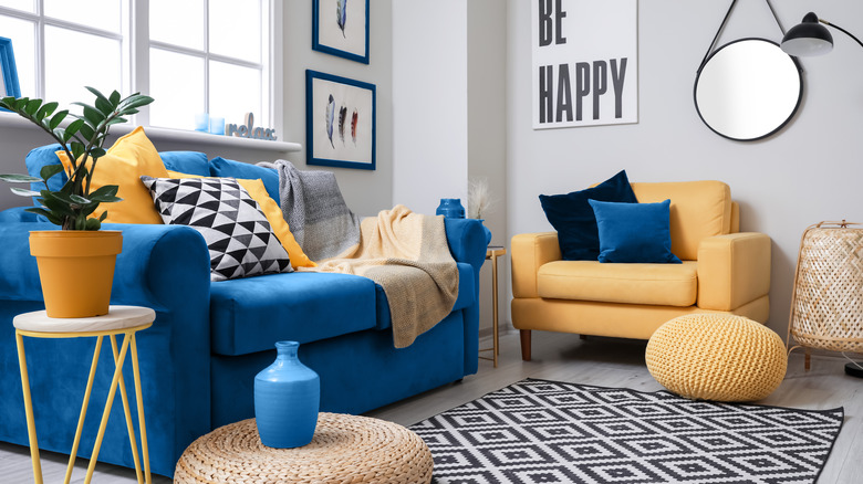 blue and yellow furniture