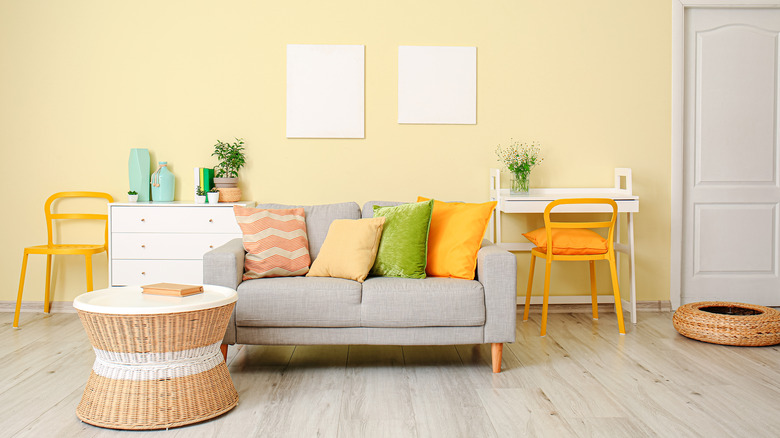 pastel yellow wall 