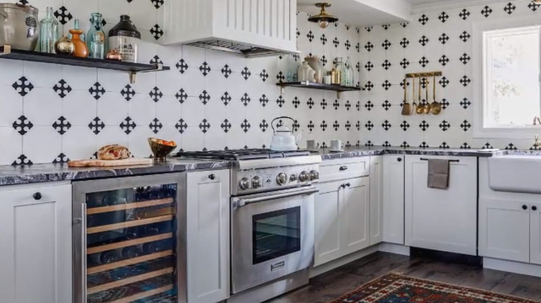 kitchen with patterned tile