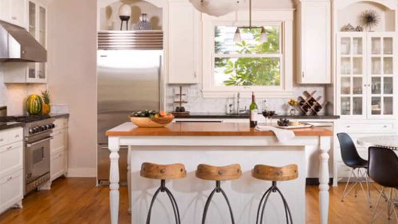 kitchen with wood countertop