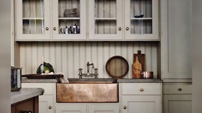 large white farm house sink