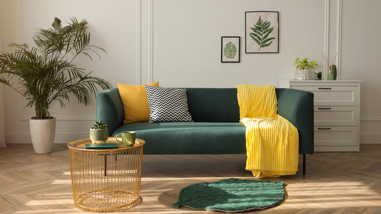 Green and yellow living room