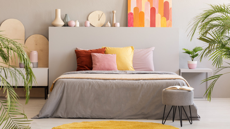 Yellow, pink, and orange bedroom