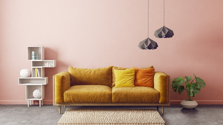 Pink and yellow living room