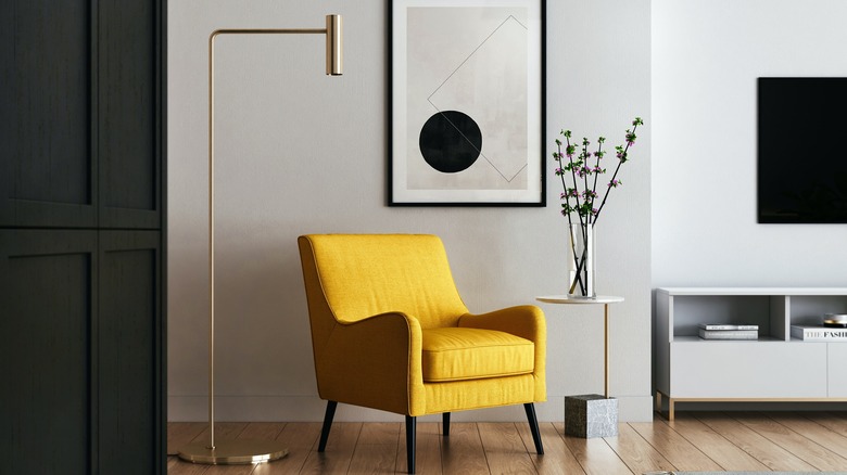 Yellow chair in modern room