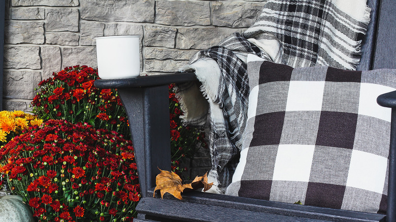 Plaid pillow and blanket