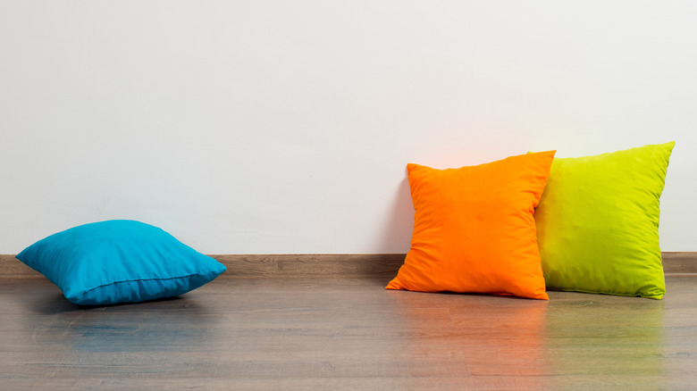 three bright pillows