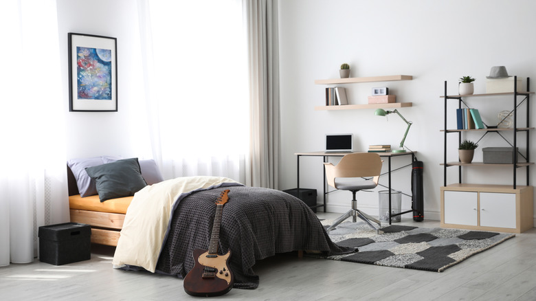 kids bedroom with shelving