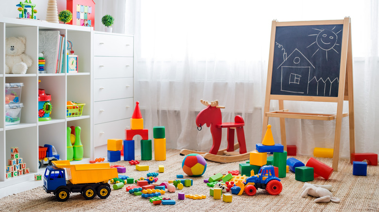 colorful toys in play area