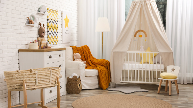 crib and dresser in nursery