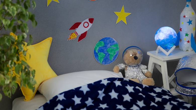 outer space themed kids bedroom