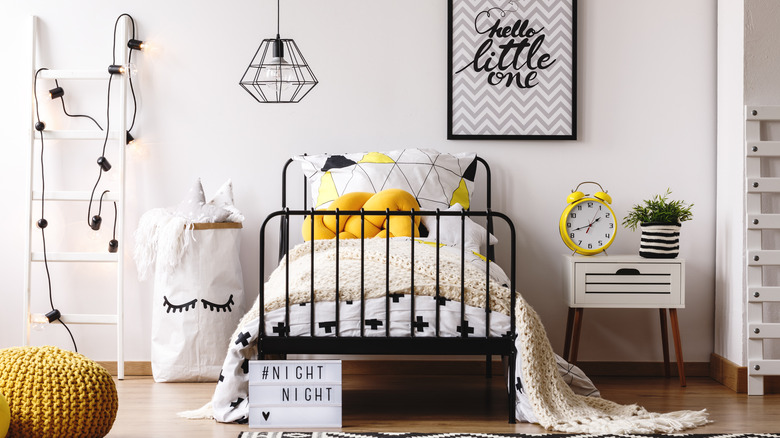 white and yellow kids bedroom