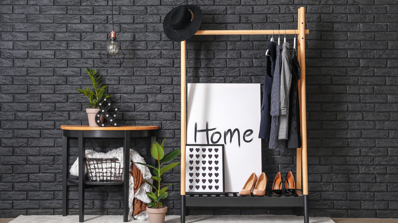 gray brick in entryway