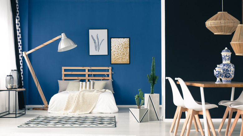 black and blue walls