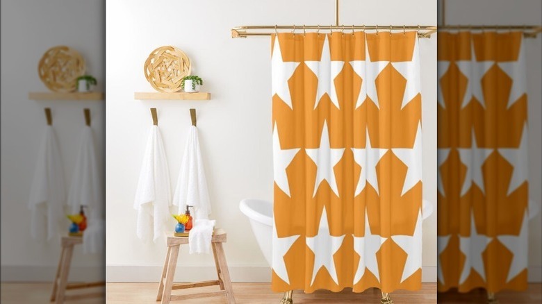 orange shower curtain