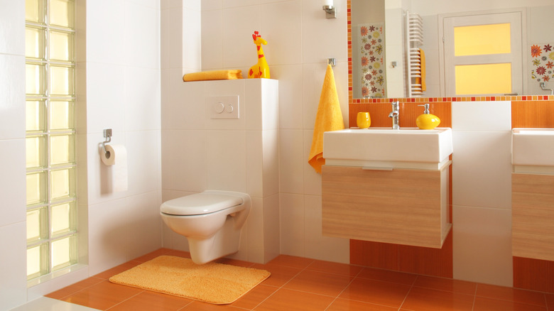 kid's orange bathroom