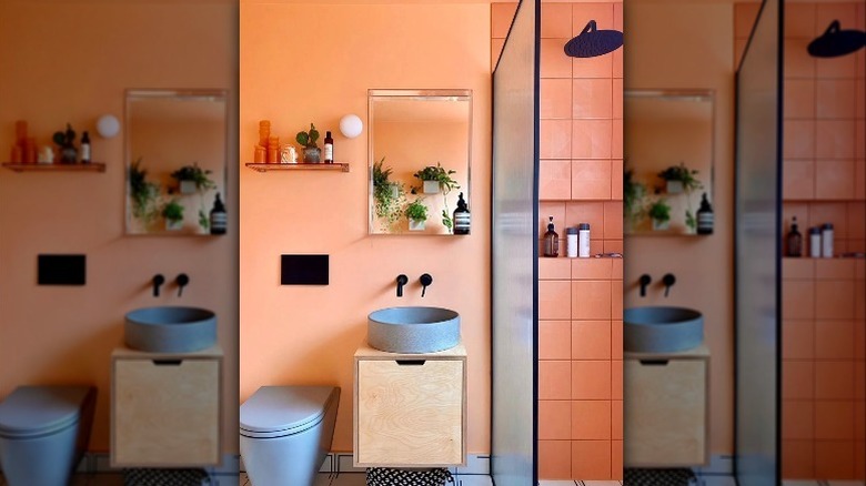 peach bathroom