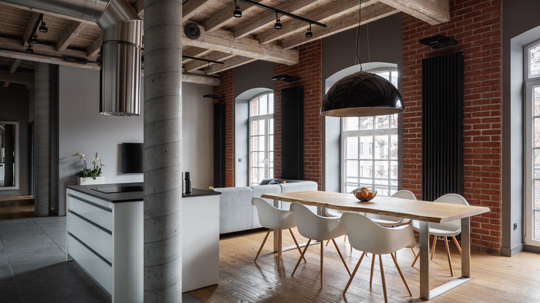 exposed brick in industrial space