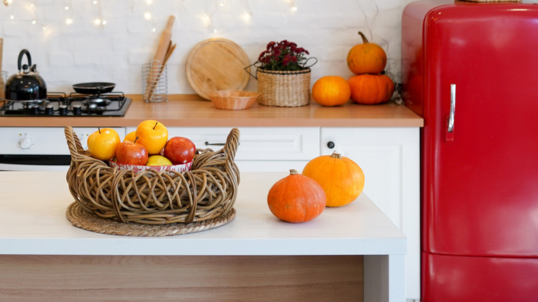 wicker basket with apples