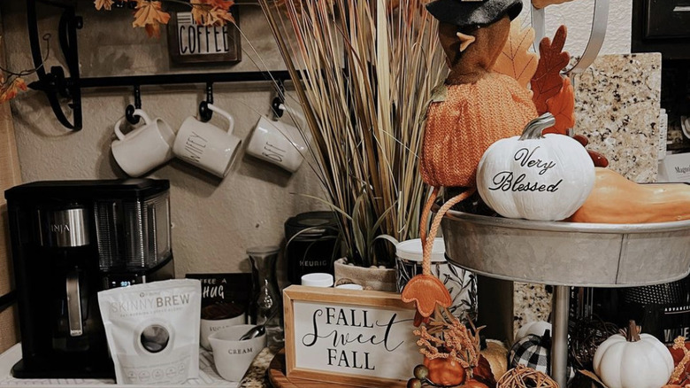 fall theme coffee station