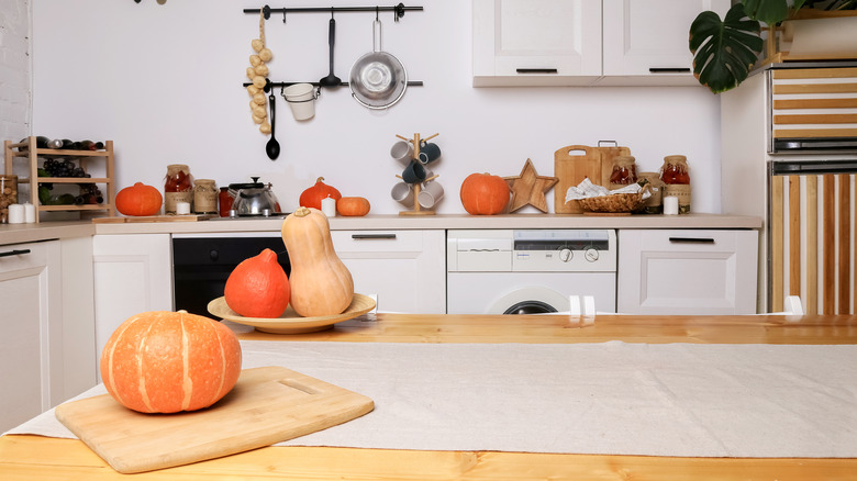 kitchen with pumpkins