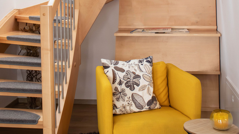 lounge area under stairs