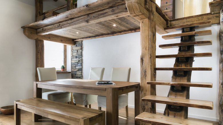 dining table under mezzanine