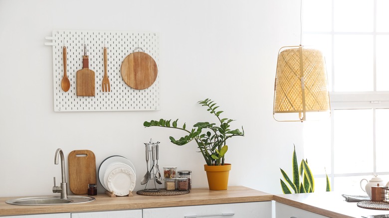 pegboard in modern kitchen