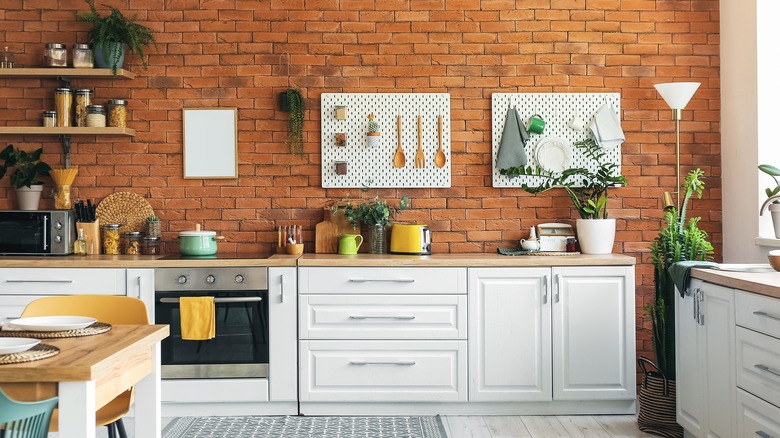 two pegboards in a kitchen