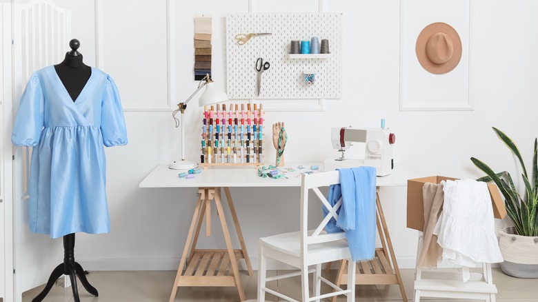 pegboard in sewing room