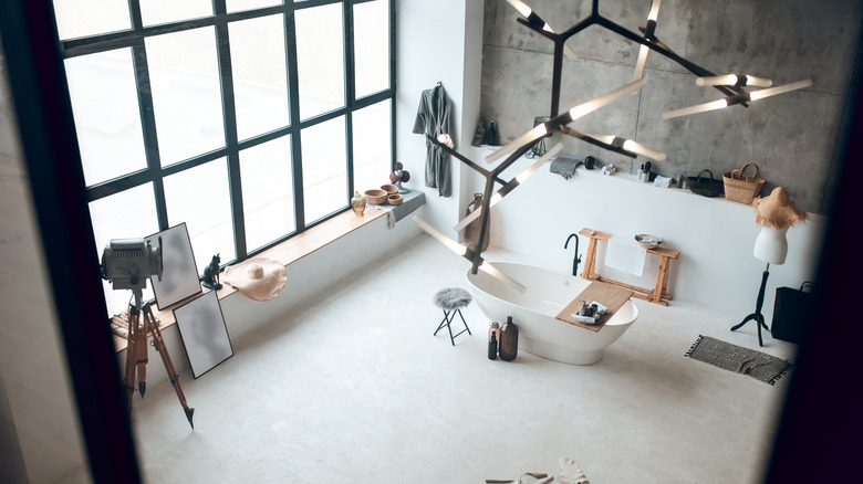 bathroom with floor-to-celling window