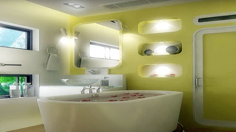 Futuristic yellow bathroom