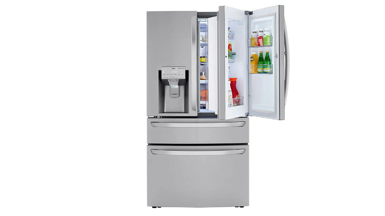 LG instaview refrigerator with beverages