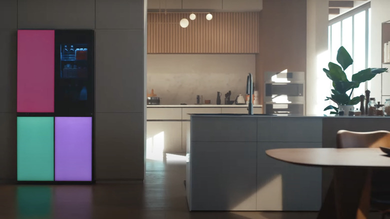 LG light-up fridge in modern kitchen