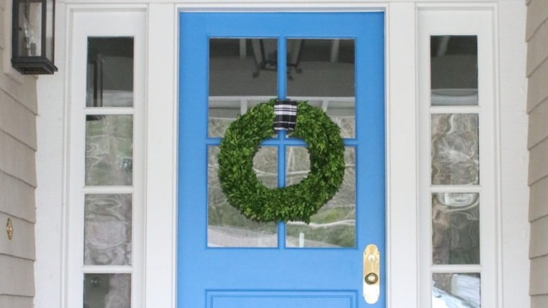 Blue front door 