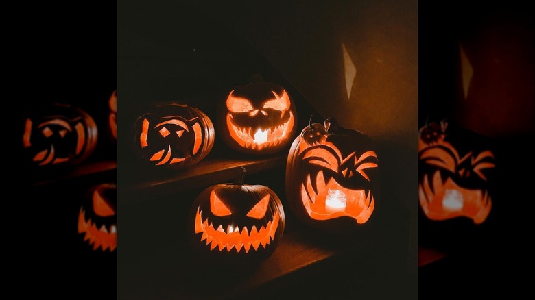 Four creepy jack-o-lanterns