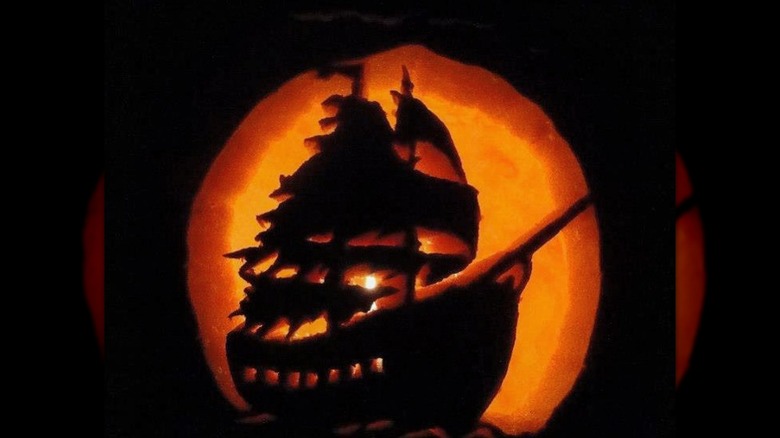 Ship silhouette on pumpkin