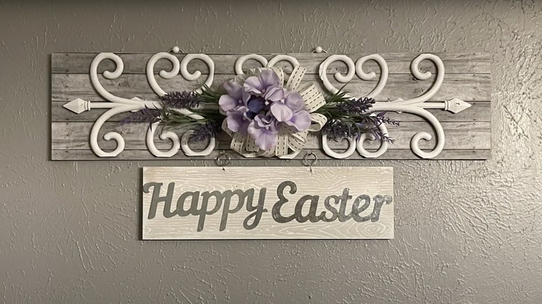 Dollar Tree garden fences adorn Easter wall decor