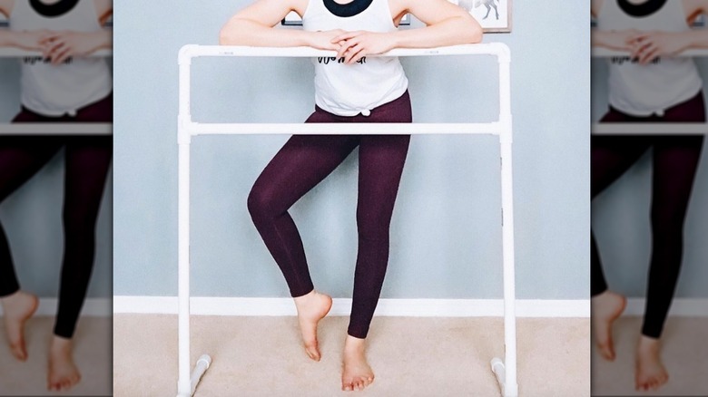 woman standing by diy barre
