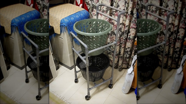 gray pvc basket cart