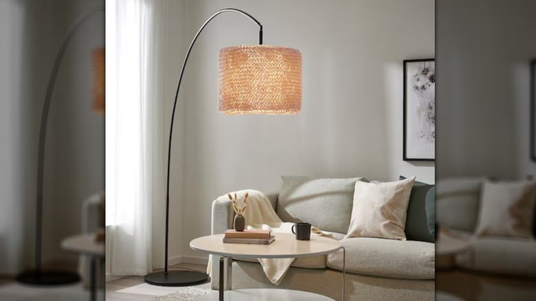 braided lamp shade with sofa