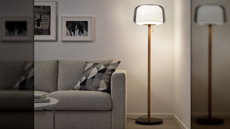 floor lamp and sofa