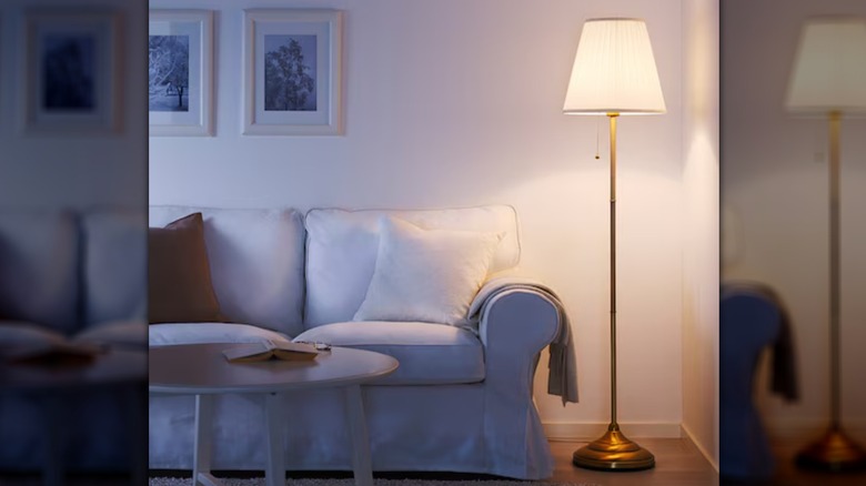 classic lamp and white sofa